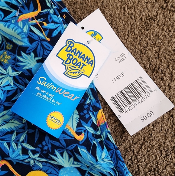 🆕️ Blue Tropical Flamingo Swim Trunks, Kid's 6 - Picture 3 of 6